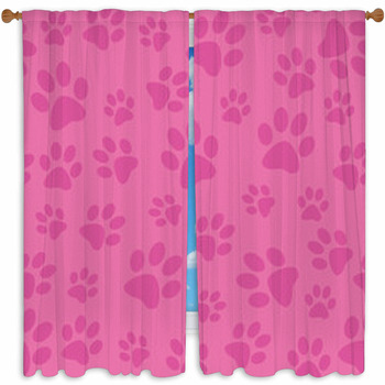 Paw Prints Background_01_Pink Custom Size Window Curtain