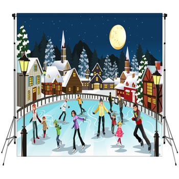 Ice Skating Photo Backdrops | Custom Sizes | Very Large Available