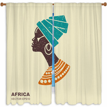 Portrait Beautiful African Custom Size Window Curtain