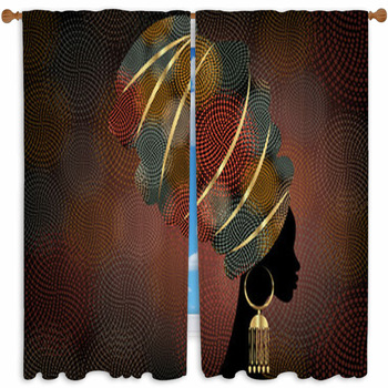 Portrait Beautiful African Custom Size Window Curtain