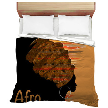 Portrait Beautiful African Woman In Duvet Cover