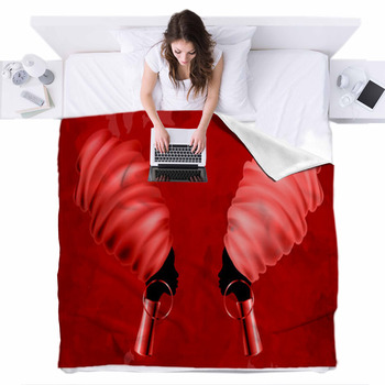 Portrait Beautiful African Woman In Fleece Bed Cover