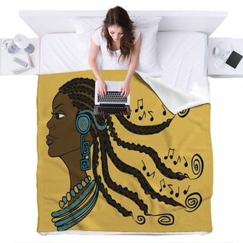 Portrait Of African Girl With Fleece Bed Cover