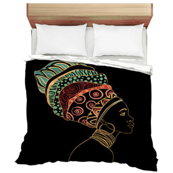 Portrait Of Beautiful African Woman In Duvet Cover