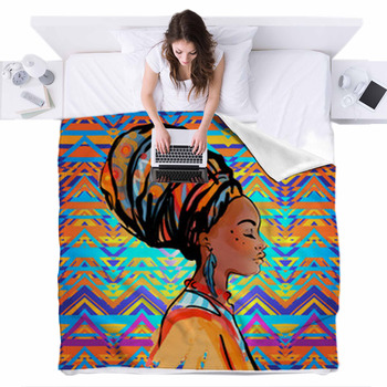 Portrait Of Beautiful African Woman In  Fleece Bed Cover