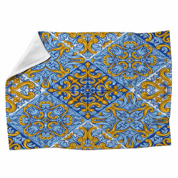 Blue and gold Fleece Blanket Throws | Free Personalization