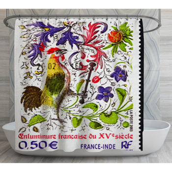 Postage Stamp France 2003 Rooster France Shower Curtain