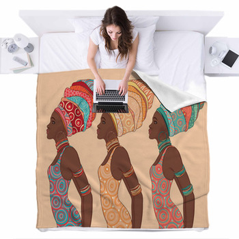 Pretty African American Woman In Fleece Bed Cover