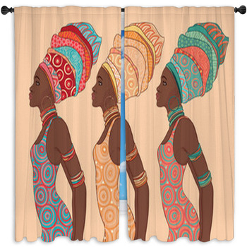 Pretty African American Woman In Window Curtain