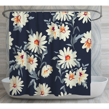 Pretty Daisy Floral Print Seamless Shower Curtain