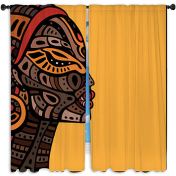 Profile Of Beautiful African Woman Window Curtain