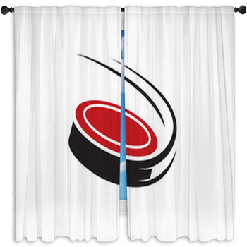 Puck Drops Hockey Window Curtain
