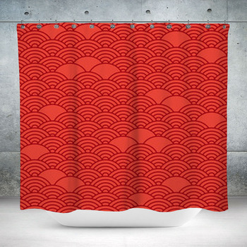 Red Chinese Seamless Pattern Custom Size Shower Curtain