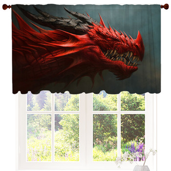 Red Dragon Head Digital Painting Custom Size Valance