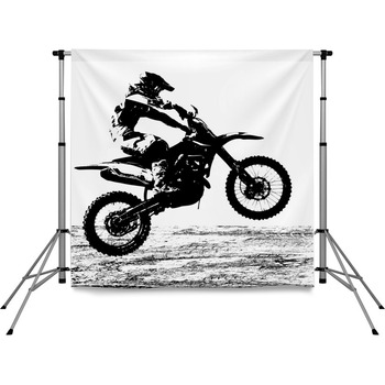 Rider participates motocross championship. Vector illustration.Rider