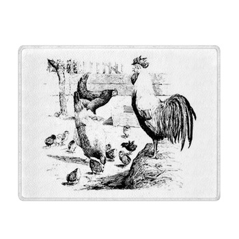 Rooster Hens And Chicks Vintage Engraved Bath Mat