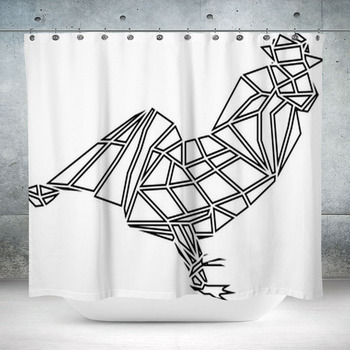 Rooster Line Segment Drawing Custom Size Shower Curtain