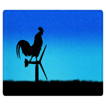 Roosters Crow Stand On A Wind Turbine. In The Bath Mat