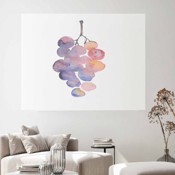  Hand Painted Fruit Wall Mural, Purple Grapes - Peel