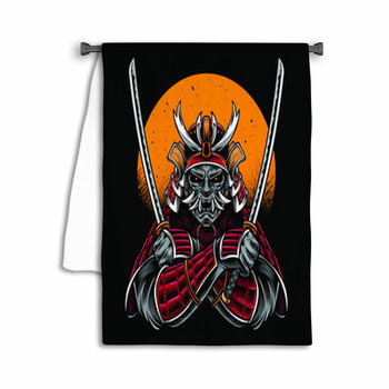 Samurai Holding Katana Vector Artwork Towel