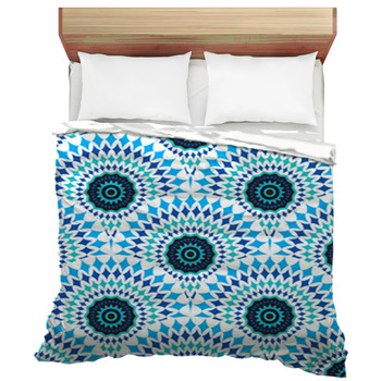 Seamless African Design Pattern In Blues Duvet Cover