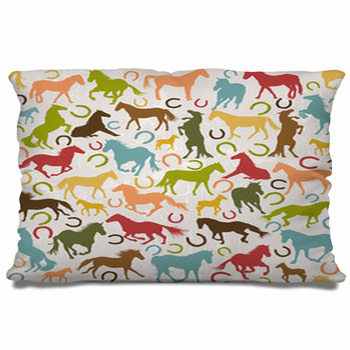 Seamless Background With Horses Pillow Case/Sham