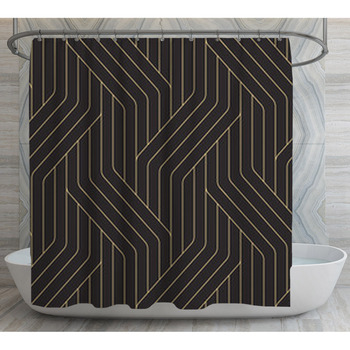 Seamless Black And Gold Ornate Complex Shower Curtain