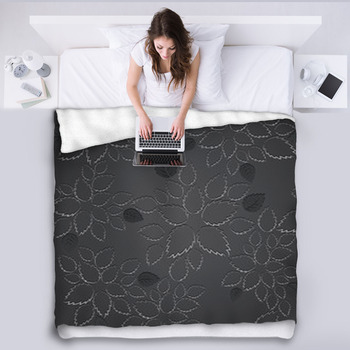 Black cheap floral blanket