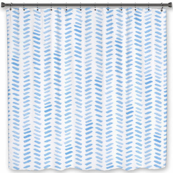 Seamless Blue Watercolor Custom Size Shower Curtain