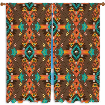 Seamless Colorful Aztec Custom Size Window Curtain