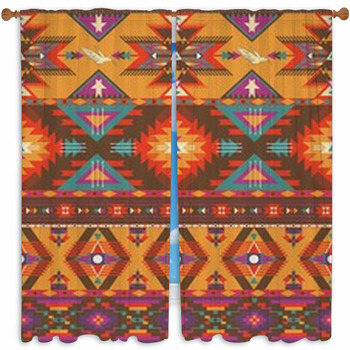 Seamless Colorful Aztec Custom Size Window Curtain