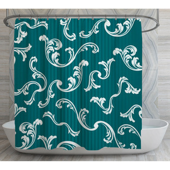 Gray and Teal Shower Curtain and Bath Rug Sets, Modern Turquoise Aqua & Teal  Bathroom Decor, Abstract Fabric Shower Stall Curtain Bath Mat 