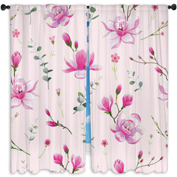 Pink floral Drapes & Window Treatments | Block Out | Custom Sizes