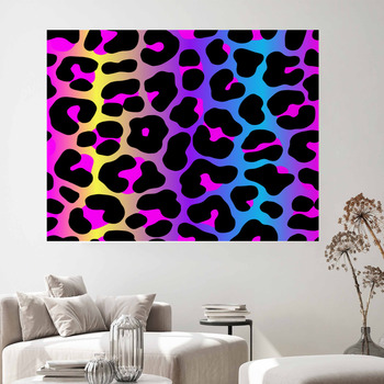 Rainbow seamless neon leopard print. Psychedelic tropical