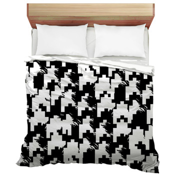 1pc Modern Simple Checkered & Houndstooth Printed Bedspread