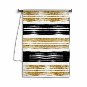 Seamless Pattern Of Gold And Black Lines Towel