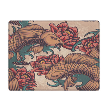 Seamless Pattern On The Japanese Theme Bath Mat