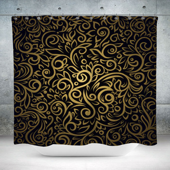 Seamless Pattern With Golden Custom Size Shower Curtain