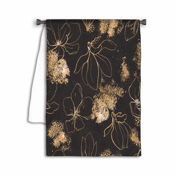 Seamless Pattern With Golden Flowers And Leaves In  Towel