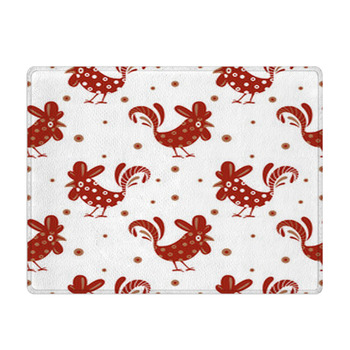 Seamless Pattern With Illustration Of Roosters Bath Mat