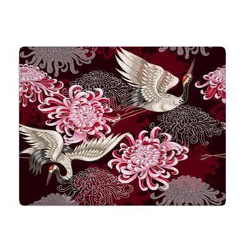 Seamless Pattern With Japanese White Cranes And  Bath Mat