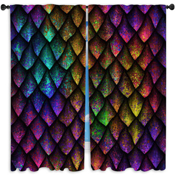 Seamless Texture Of Dragon Scales With Window Curtain