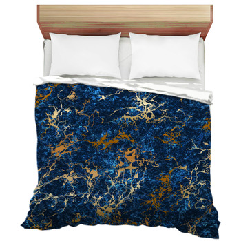 Teal Marble Comforter Set King,Blue Gold Marble Bedding, Abstract