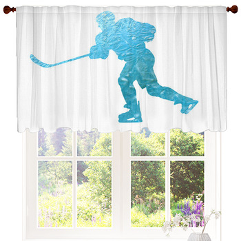 Silhouette Of A Hockey Player Filled  Custom Size Valance