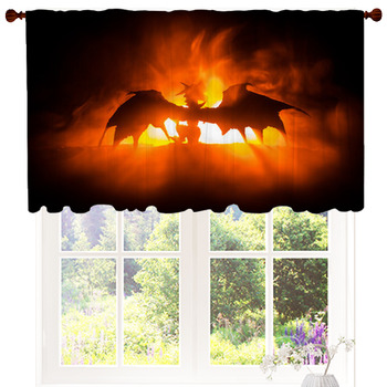 Silhouette Of Fire Breathing Dragon Custom Size Valance