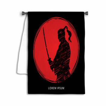 Silhouette Samurai Ready To Fight Designed On Towel