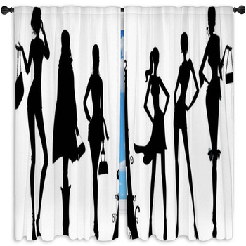 Silhouettes De Femmes Parisiennes Window Curtain