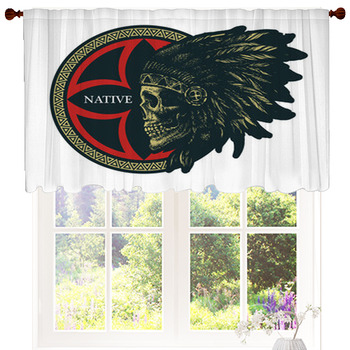 Skull Indian Chief Hand Drawing Style Custom Size Valance