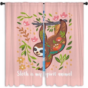 Sloth Window Curtains & Drapes | Black Out | Custom Sizes