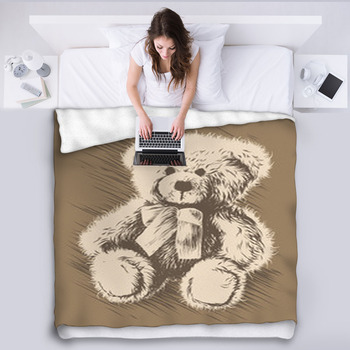 Plush teddy bear online duvet set